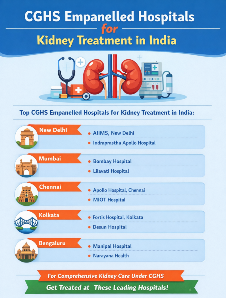 CGHS empanelled hospitals for kidney treatment in India, Impact Guru