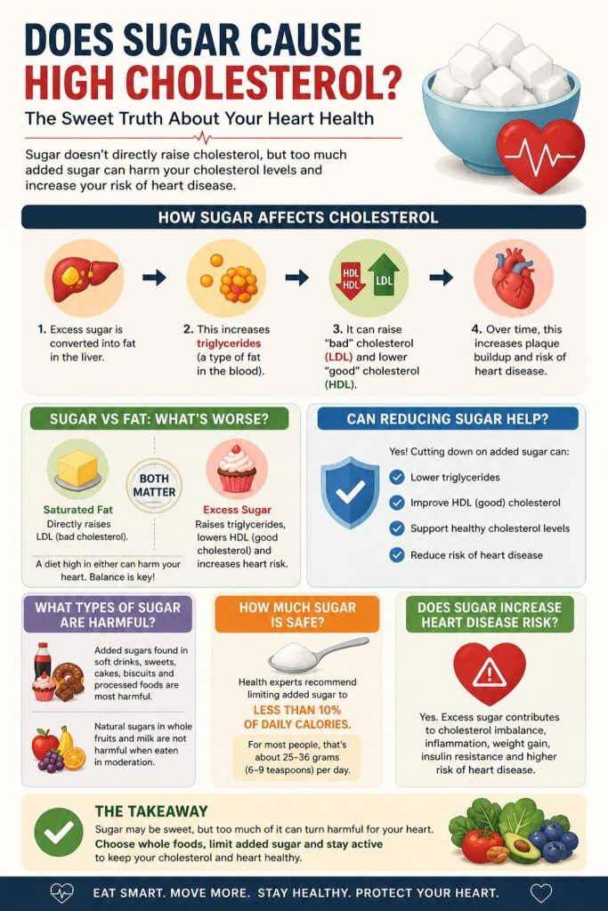 does sugar cause high cholesterol, Impact Guru